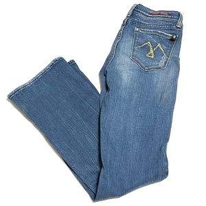 Womens Vigoss Jeans Size 3 / 4 Blue Denim Medium Wash Distressed Stretch Size 27